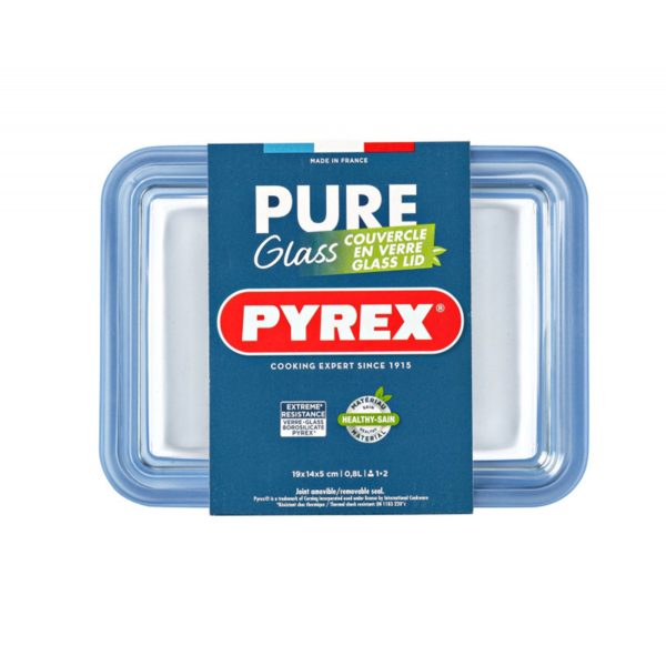 Pyrex Zero Plastic Vorratsdosen Im Set – 3 Rechteckige Dosen (0,8 L, 1,5 L, 2,6 L) Aus Borosilikatglas Mit Glasdeckel – Ofenfest, Spülmaschinenfest, Plastikfrei – Ideal Fürs Kochen & Einfrieren